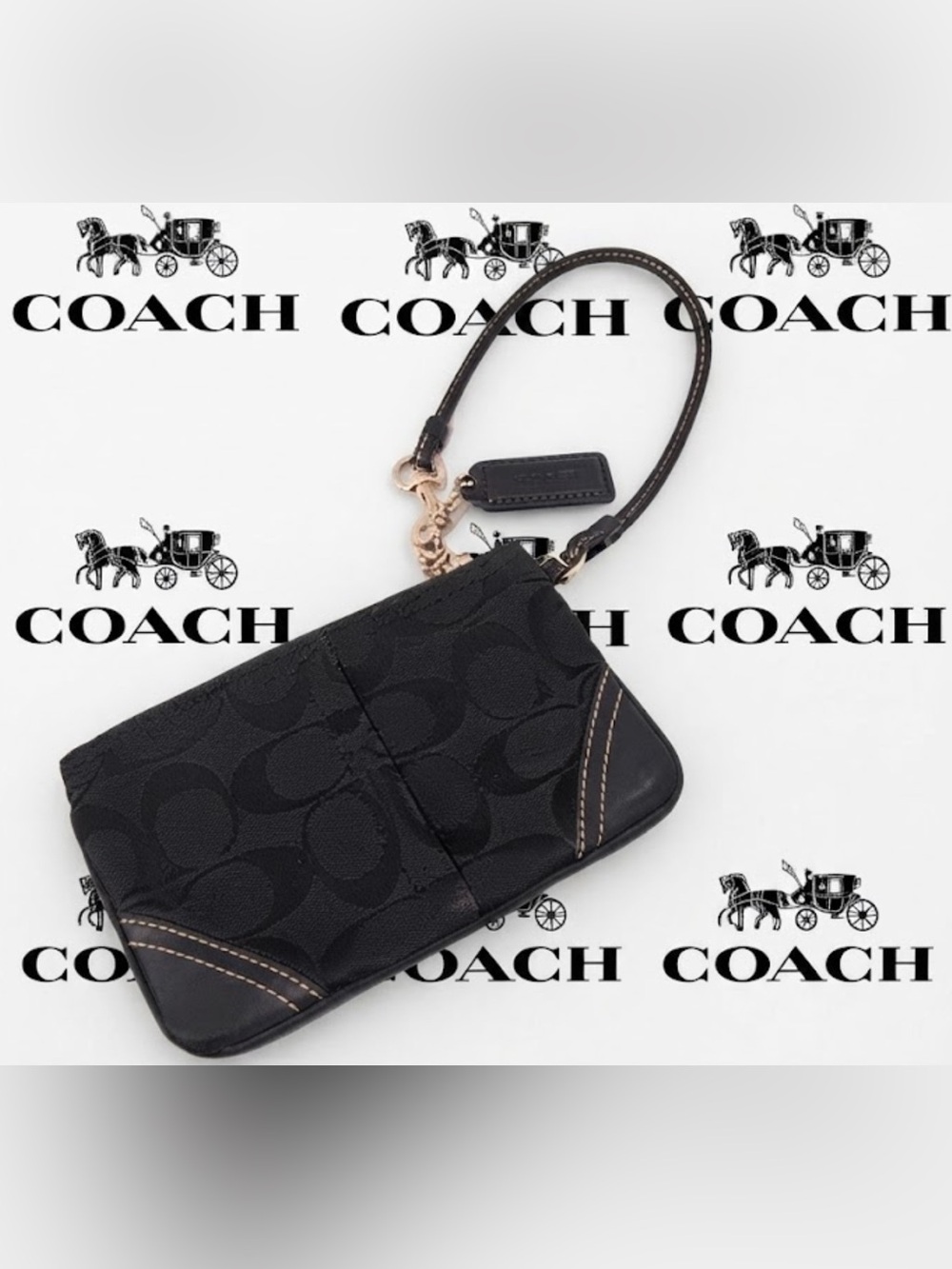 Authentic Coach signature small wristlet with Coach tag